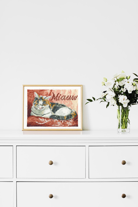 Borduurblad productfoto Patroon Poes Lucky Miauw