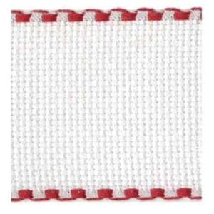 Borduurblad productfoto Aida borduurband wit/rood  2.5 cm breed