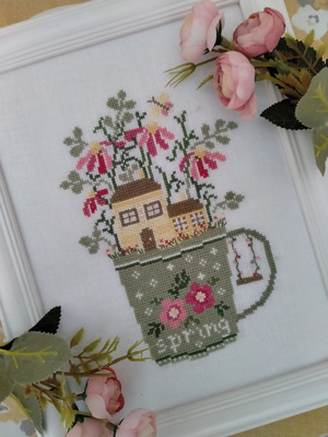 Borduurblad productfoto Patroon Theekophuisjes Lente - Loredana Briozzo