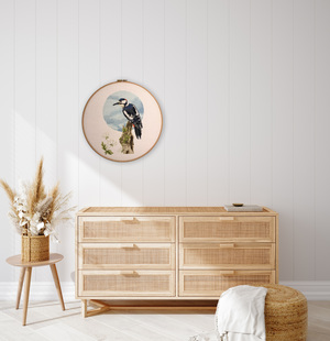 Borduurblad productfoto Patroon Serie Vogels 'Specht' - Maria Diaz