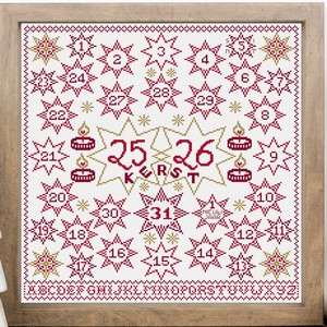 Borduurblad productfoto Patroon December kalender - Loes de Kleuver 2