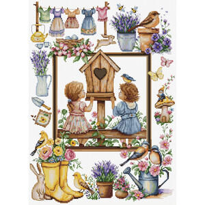 Borduurblad productfoto Borduurpakket Luca-S ‘Spring Garden’