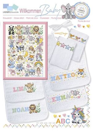 Borduurblad productfoto LINDNER'S KREUZSTICHE LEAFLET ' WILLKOMMEN BABY 163 '