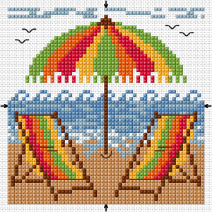 Borduurblad productfoto Patroon Nazomers Strandweer - Loes de Kleuver