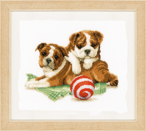 Borduurblad productfoto Digitaal patroon Bulldog Puppy's - Vervaco