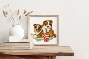 Borduurblad productfoto Digitaal patroon Bulldog Puppy's - Vervaco 2