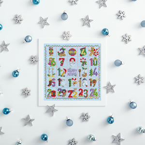 Borduurblad productfoto Digitaal patroon Adventskalender Kerst - Maria Diaz