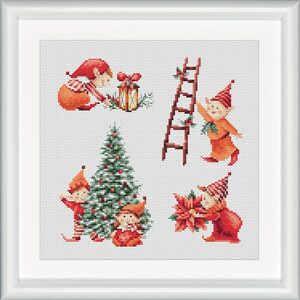 Borduurblad productfoto Borduurpakket Dutch Stitch Brothers – Christmas Elves