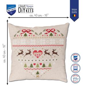 Borduurblad productfoto Borduurpakket Vervaco Kussen - Kerstmis 2