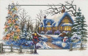Borduurblad productfoto Borduurpakket Needleart World – Winter Cottage